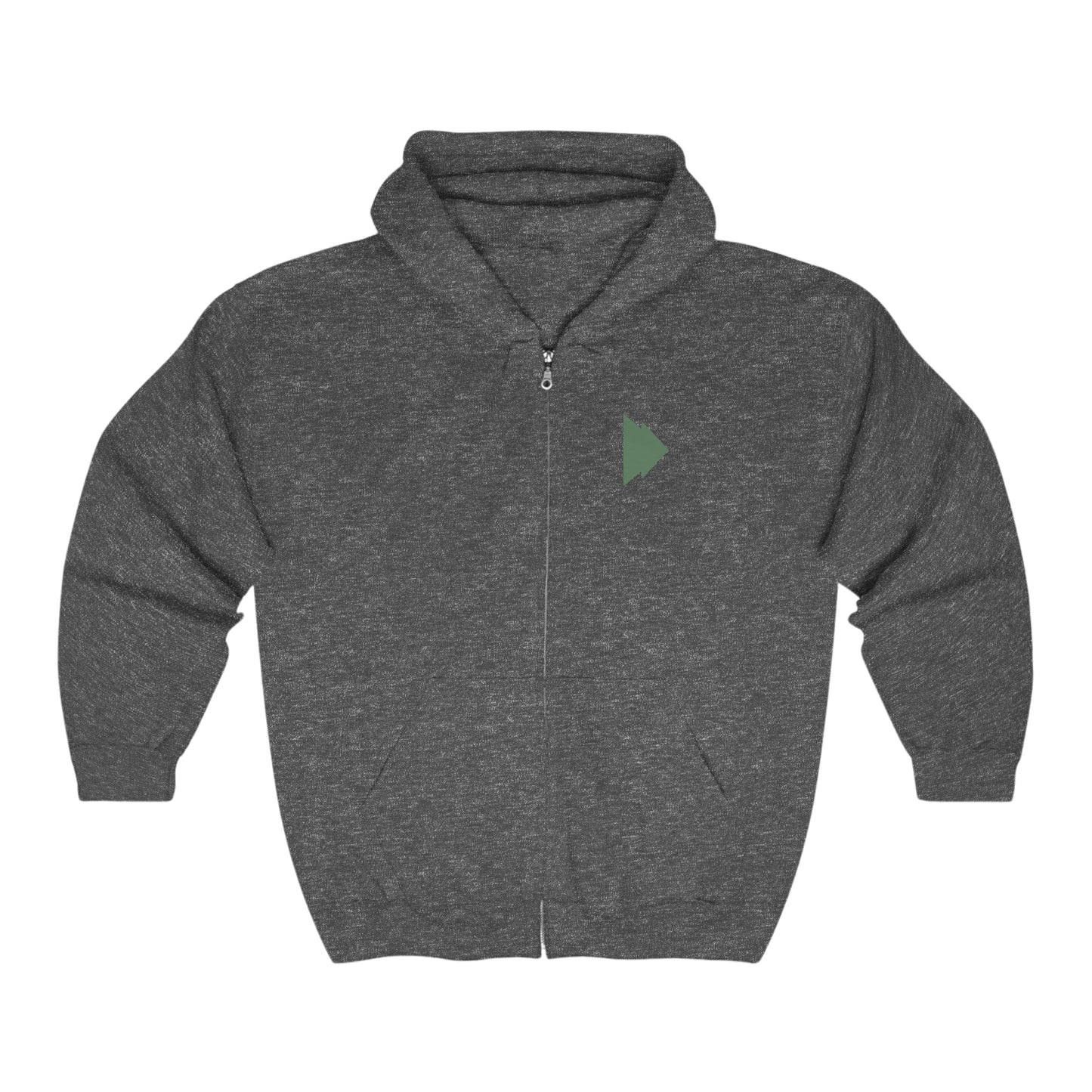 Zip Up Hoodie Large Logo on back [White & Green]